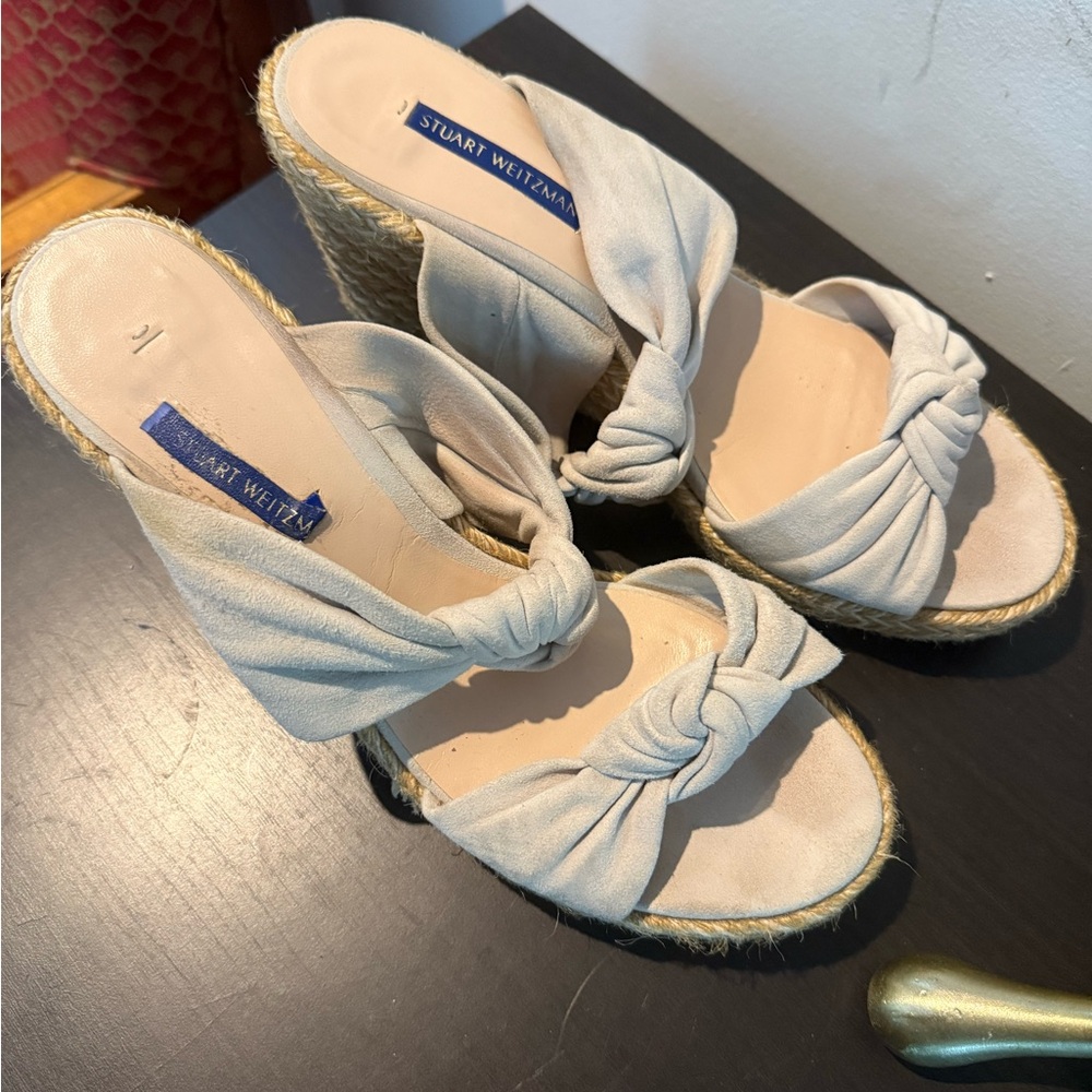 STAUD Cream Espadrille Wedge Sandals